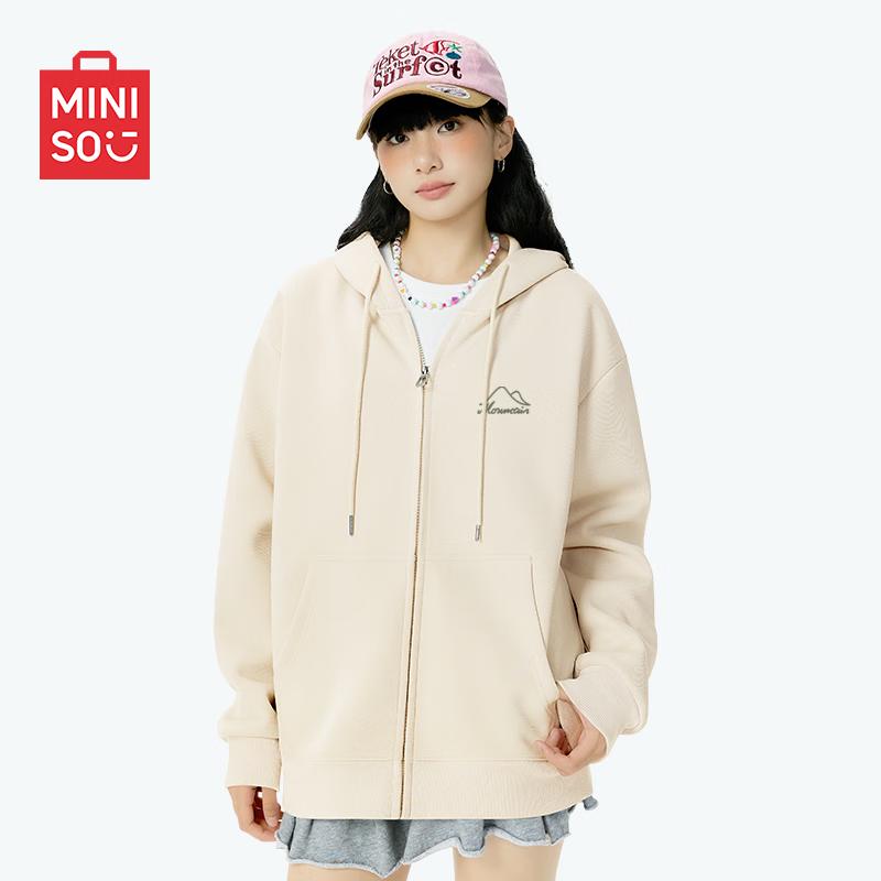 MINISO Men's Loose Fit Hooded Cardigan Sweatshirt