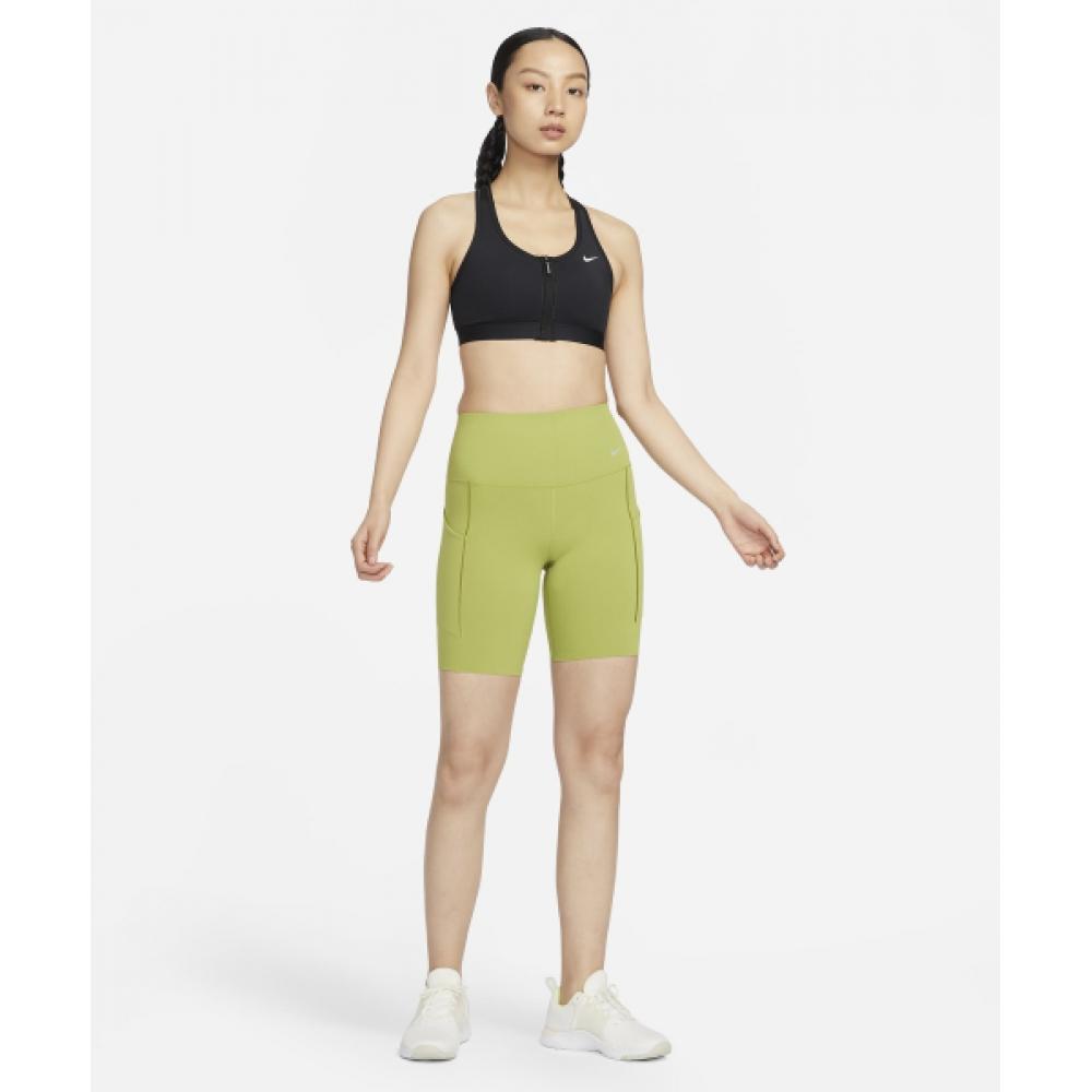 Nike Спортивный бюстгальтер Nike Swoosh на молнии спереди, средняя поддержка, женский, черный/белый, Fn2732 010