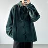 Мужская вельветовая рубашка в стиле ретро 2025 года, мужские рубашки с пуговицами-лягушками, мужская традиционная рубашка на пуговицах со стойкой, винтажные топы