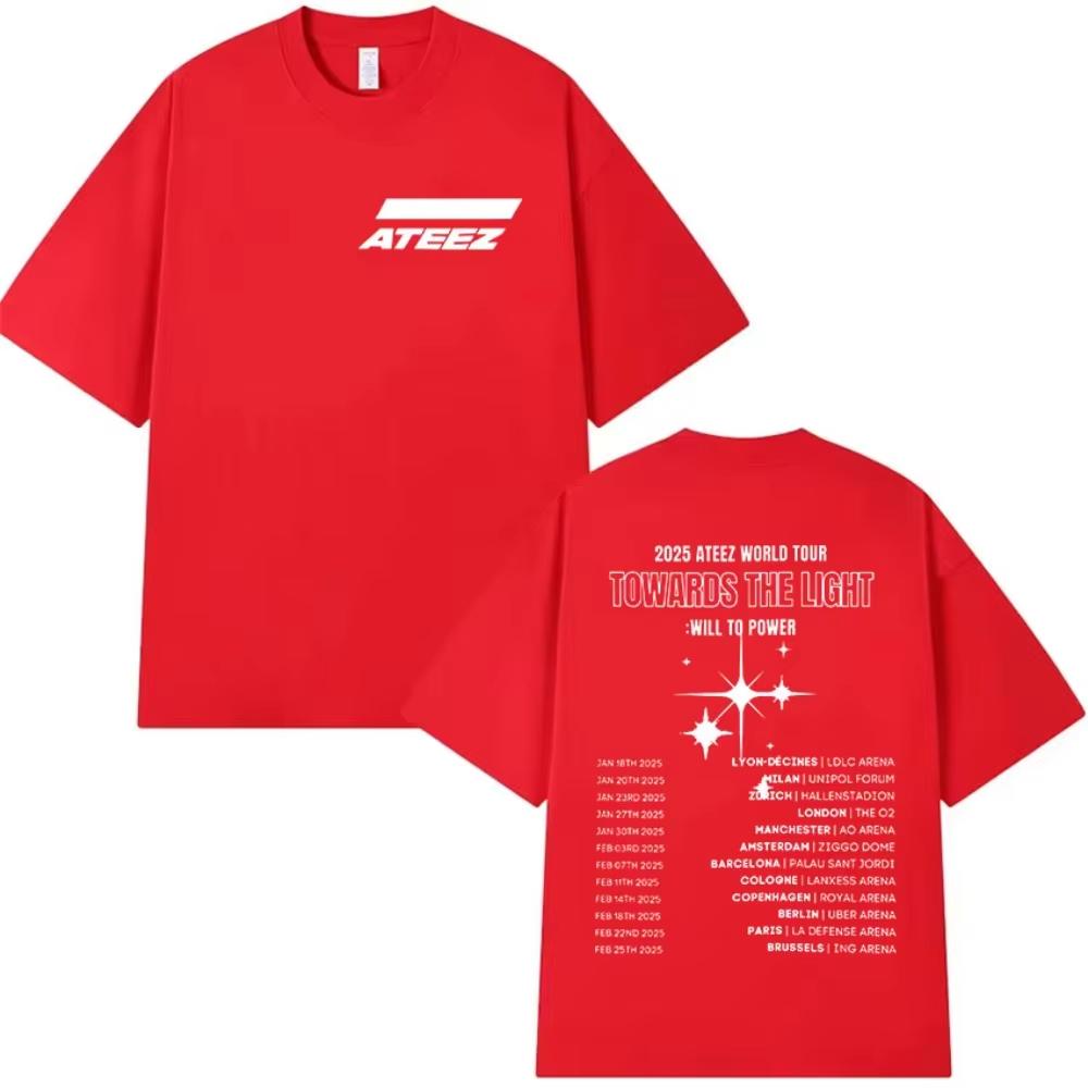 Корейский Ateez Towards The Light Will To Power Мировой Тур Новая Футболка Мужская Женская Хип-Хоп K-pop С коротким рукавом Топ Летний Уличная одежда
