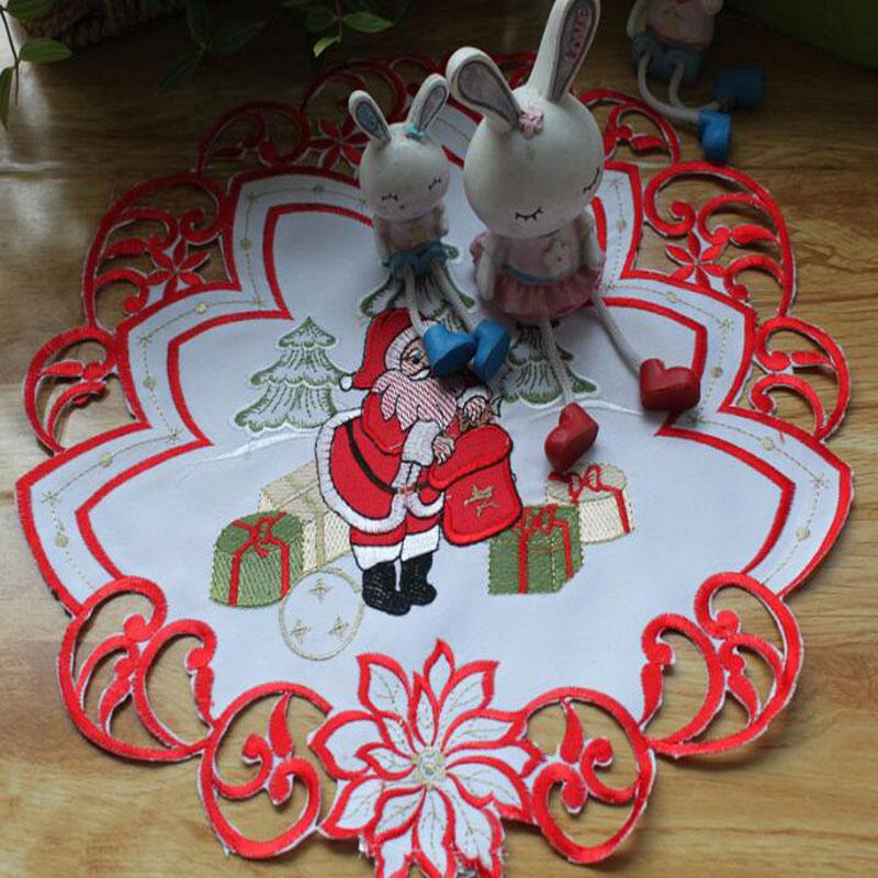 Европейский узор Санта-Клауса, вышитый подстаканник для стола, салфетка для рождественской подставки под тарелки, кухонное украшение стола и аксессуары