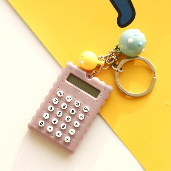 Мини-портативный калькулятор, колокольчик, декор, брелок, мультяшная форма Buscuit, 8 цифр, разборчивый ЖК-дисплей, прочные клавиши, механический переключатель с батарейным питанием