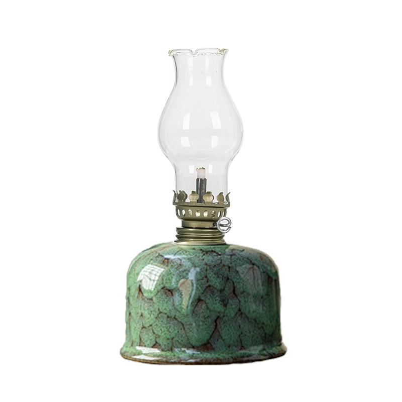 Китайский стиль Масляная лампа Винтажные поделки Чайный домик Керосиновая лампа Кабинет Спальня Керамические лампы Гхи Нарисованные вручную узоры Украшения