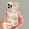 Love Heart Phone Case For iPhone 13 Case iPhone 14 15 Pro Max 11 12 XR XS X 7 8 15 Plus SE Cute Flower Shockproof Bumper Cover