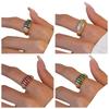 Jewelry Accessories Zircon Opening Ring Geometric Chunky Enamel Ring Rhinestone Ring  Women Gift