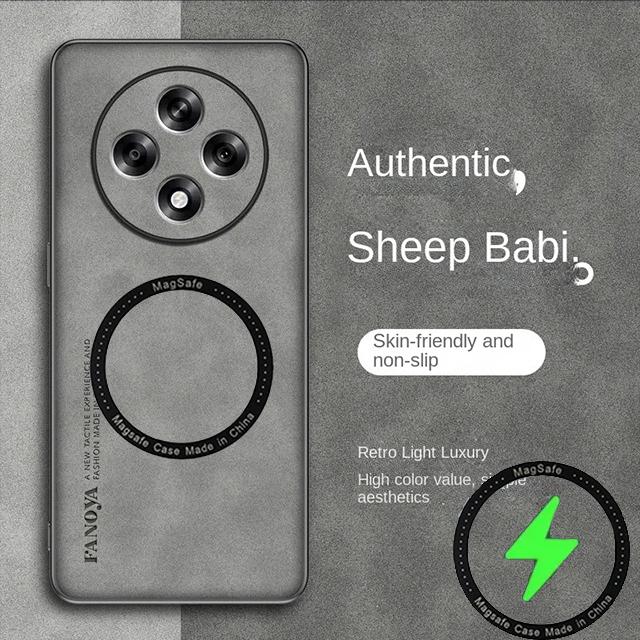 Чехол из овечьей кожи Magsafe для OPPO Reno 12 12 Pro с беспроводной зарядкой, противоударный, магнитный, совместимый с чехлом Magsafe