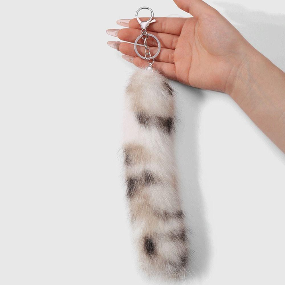 Leopard Print Animals Tail Keychain Hanging Plush Tail Keyring Fur Tails Pendant Jewelry Gifts