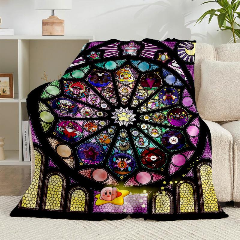 1PC Stained Glass Pika Fantasy Flannel Blanket Gift, Suitable for Both Men And Women, Soft Ideal for Beds And Sofa, Birthday Or Christmas Gift