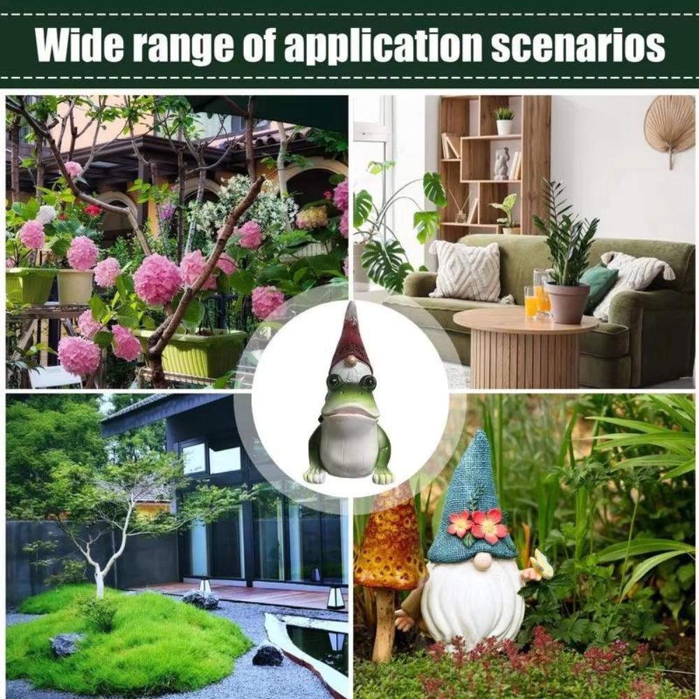 Cartoon Garden Gnomes Figurine Funny Dwarf Sculpture Creative Gnome Riding Frog Statue  Home