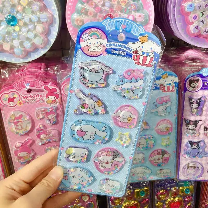 Мультяшная Sanrio Hello Kitty 3D-наклейка с водой Kuromi Cinnamoroll My Melody Кристальное украшение Блокнот Студенческая канцелярия