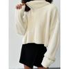 2026 Fall Winter Womens Loose Knit Cardigan Sweater With Zipper Collar Short Length Casual Style