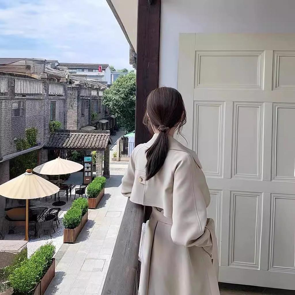 Пальто-тренч цвета хаки для женщин средней длины, простое весенне-осеннее новое пальто в корейском стиле в британском стиле