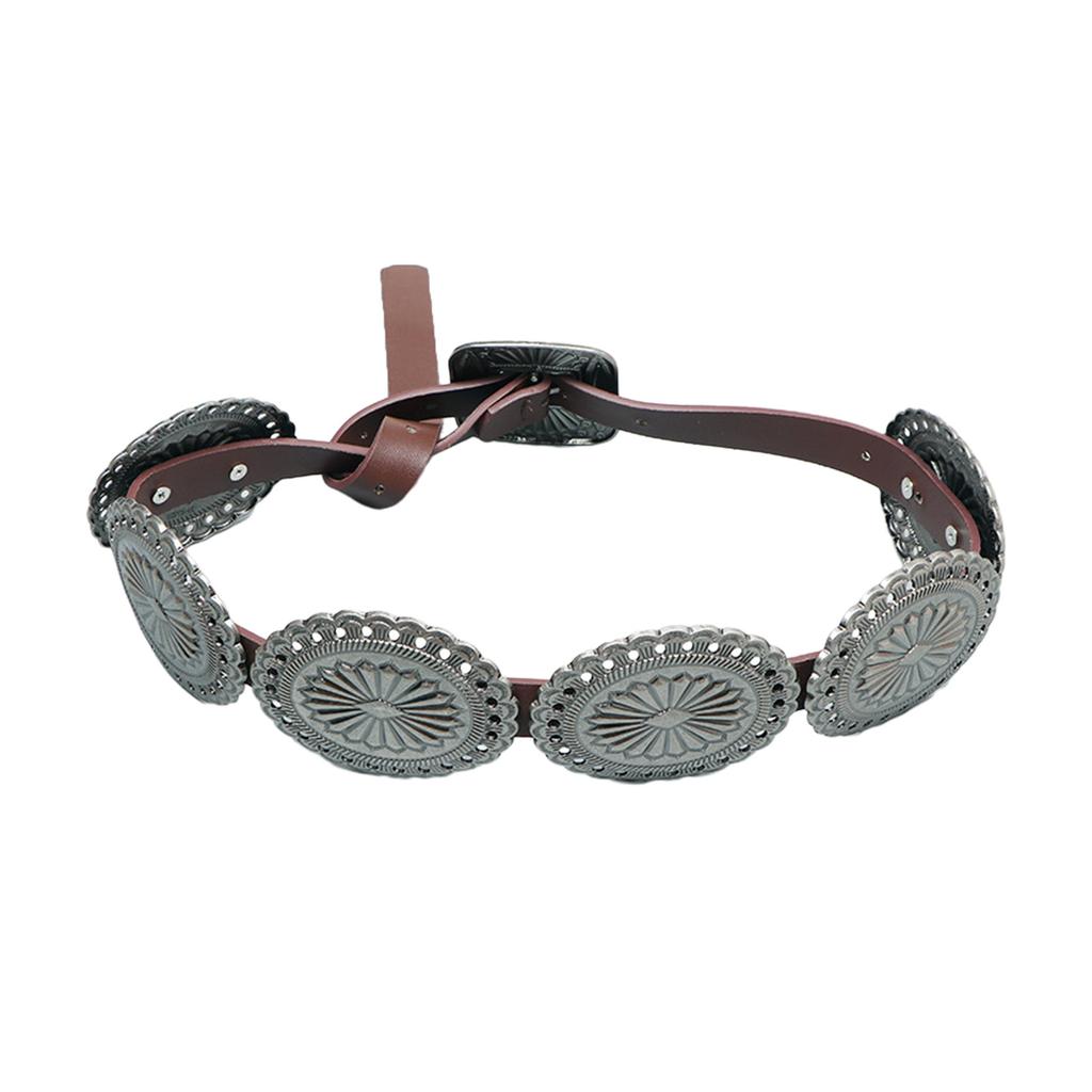 Creative Adult Waist Belt with Adjustable Carved Floral Buckle Waistband PU Waist Belts for Women Universal Jeans Belt