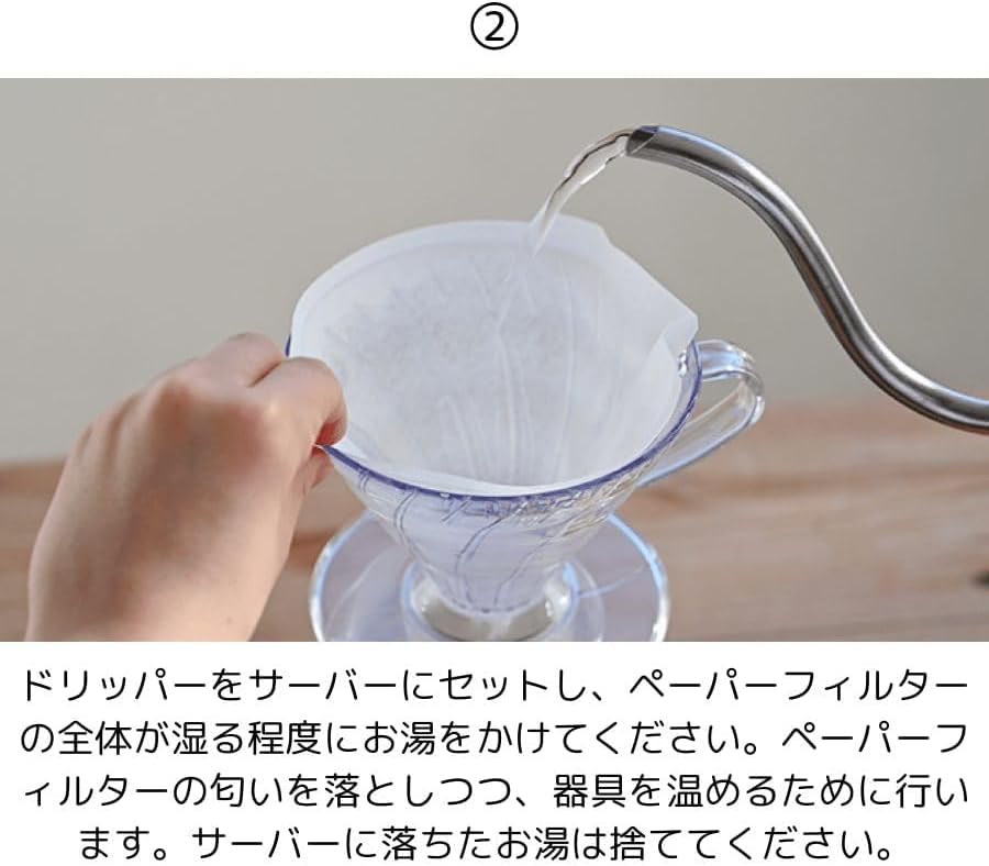 Продукт без бренда Hario V60 Бумажный Фильтр для Кофе 03W VCF-03-100W Белый 100 Листов x 2 Пачки Набор для 1-6 Чашек Конический Дриппер Конический Pour Over Произведено в