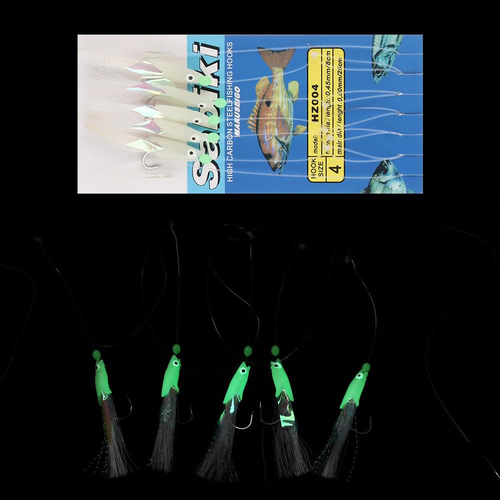 Steel Fishing Tackle Soft Silicone head Soft bait Tied up Glow fish lure String hook long tail