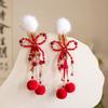 Red Chinese Style Ancient Hairpin Pearl Chinese New Year Side Clip Hanfu Hair Clip  Women