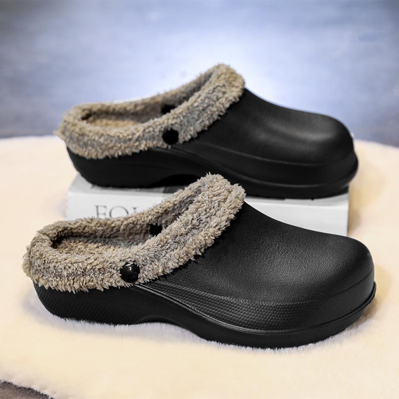 Зимние туфли большого размера из бархата и хлопка, новые домашние тапочки-мешки для пар, мужская верхняя одежда на толстой подошве, теплая хлопковая швабра