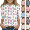 Топы с принтом для девочек 5-16 лет с круглым вырезом и рукавами 3/4 Футболки Модные топы Наряды Футболки