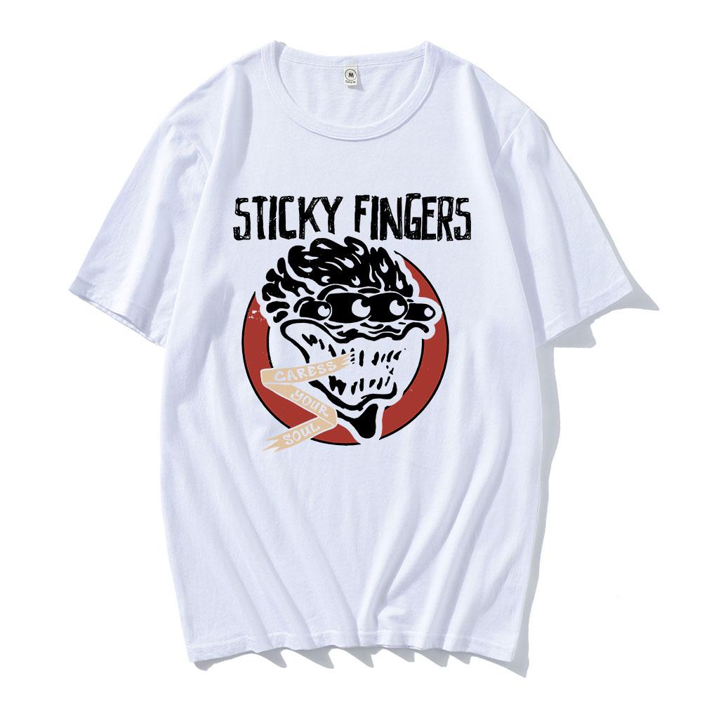 CARESS YOUR SOUL RINGER TEE Рок-группа Sticky Fingers STI FI Футболки с коротким рукавом Хлопковая мужская футболка Футболка с графическим принтом Мужская