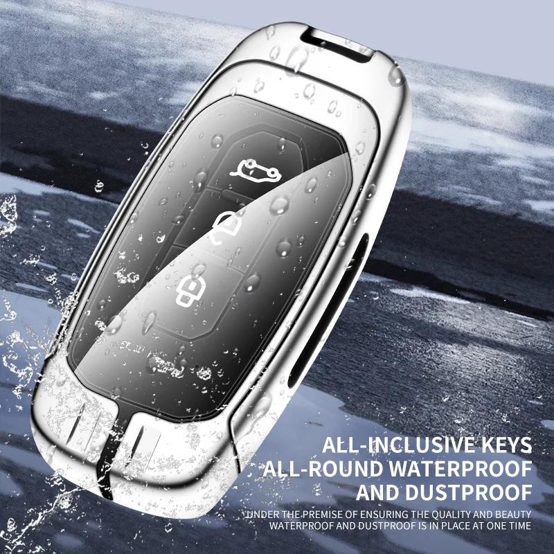 Car Sticker Hot For Ford Car Metal Leather Remote Key Case Cover For Ford Territory EV EcoBoost S350 Yuhoo 7 8 Transit Equator K