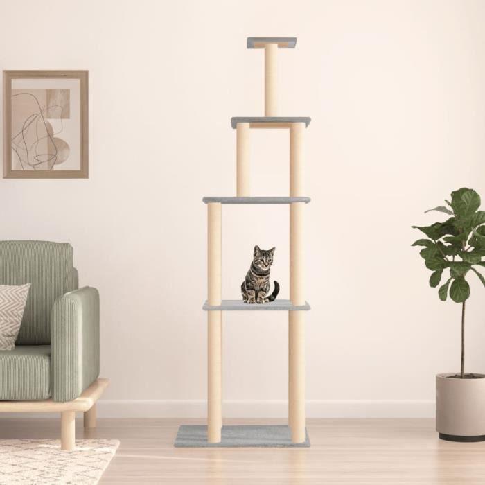 VidaXL Arbre à chat avec griffoirs en sisal gris clair 183 cm 171745