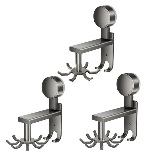 Вращающийся настенный крючок из алюминиевого сплава с присоской, настенный крючок без сверления для хранения кухонных принадлежностей под шкафом