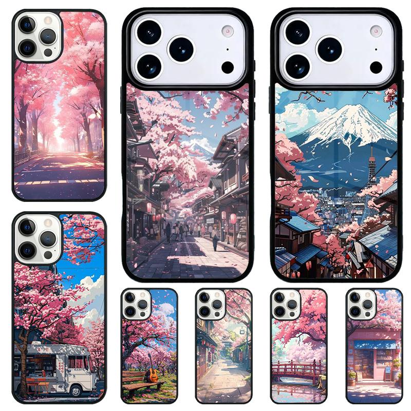 Чехол для iPhone 17 Air 16e 15 11 12 14 13 Pro Max с рисунком сакуры в Токио, ударопрочный, Cover Coque