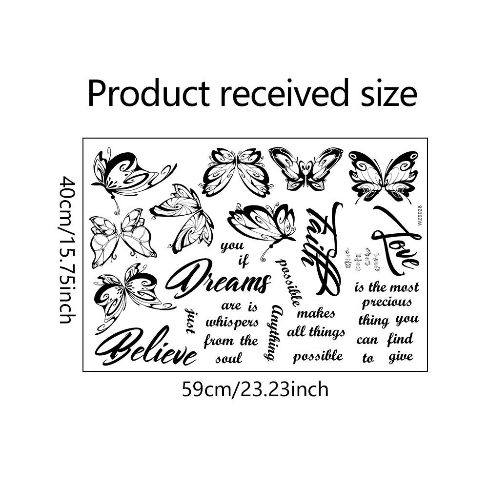 WZ9028 Black English Slogan Butterfly Wall Beautification Decorative Wall Stickers Self-adhesive