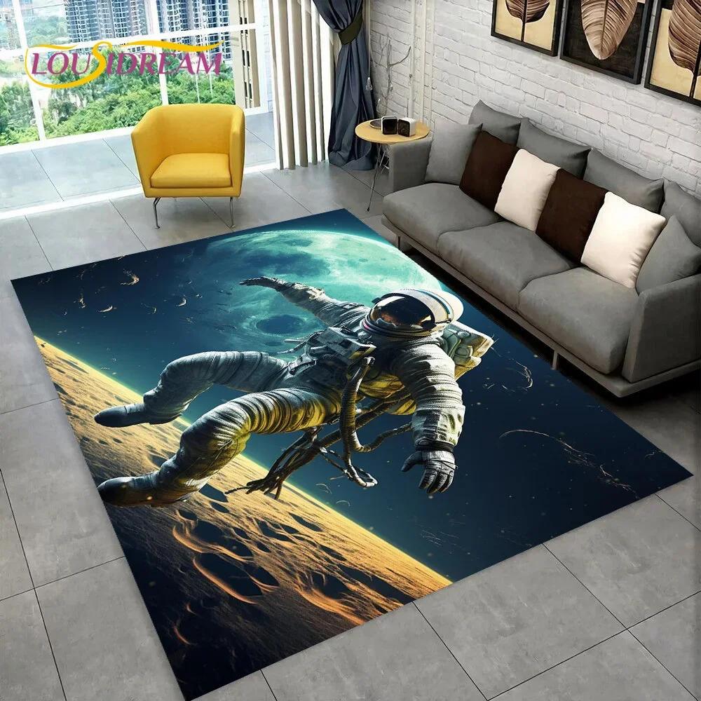 Astronaut Dream Universe Spaceman Outer Space Cartoon Carpet Rug for Bedroom Living Room Sofa Decoration, Large Decor Floor Mat