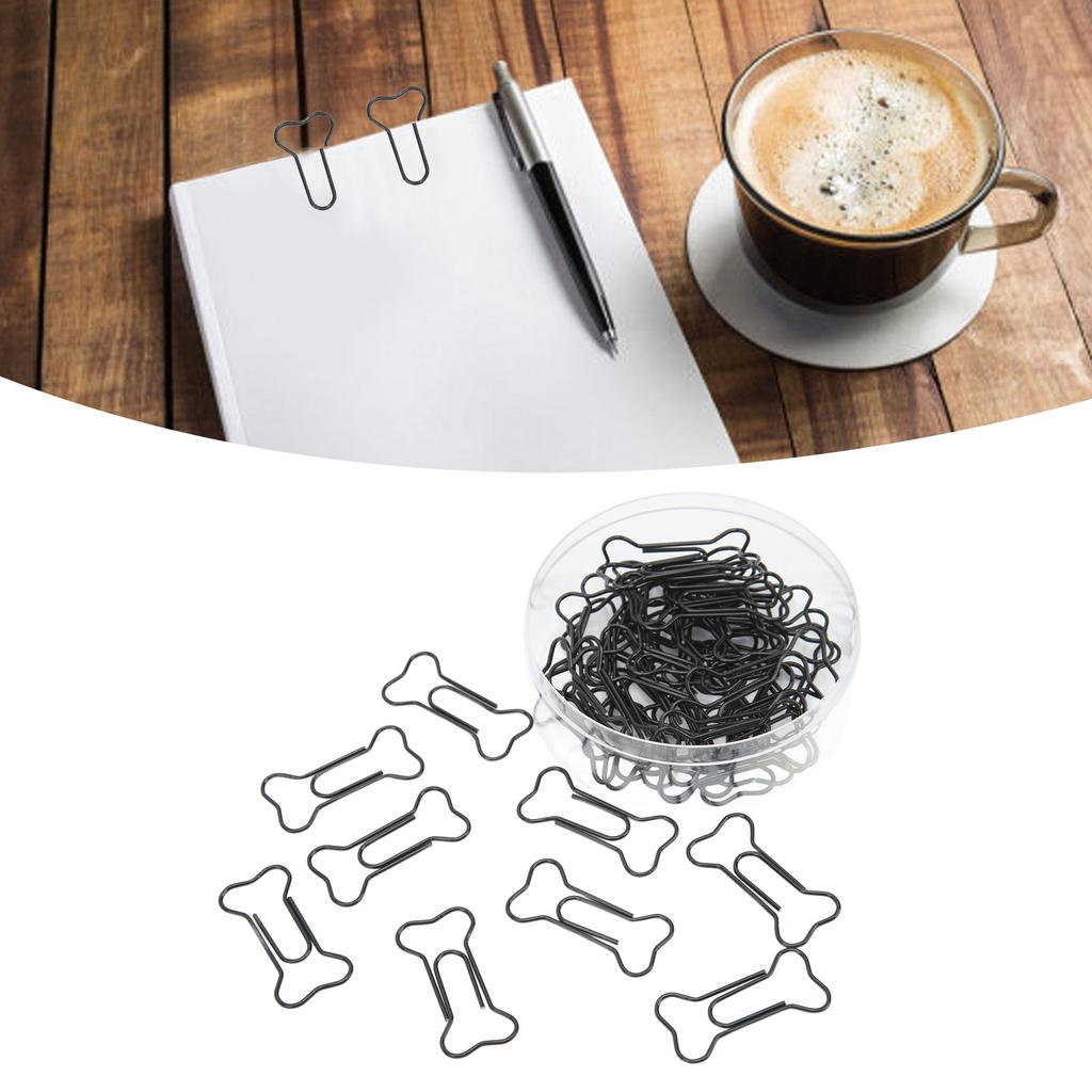 45 шт. скрепок в форме собачьей кости, черные, легкие, для организации записных книжек, проволочные зажимы-закладки