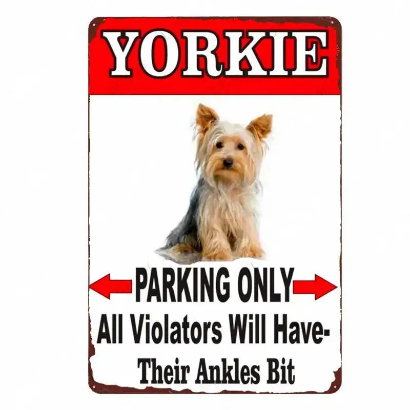 Винтажная забавная табличка для домашних животных йоркширский терьер металлическая жестяная вывеска корги немецкая овчарка художественный плакат собака паб бар домашний декор комнаты настенная тарелка