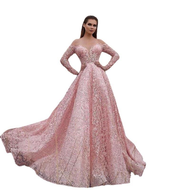 Women's Pengpeng Dress New Bridal Off The Shoulder Wedding Dress Sexy Large Swing Tug Evening Dress