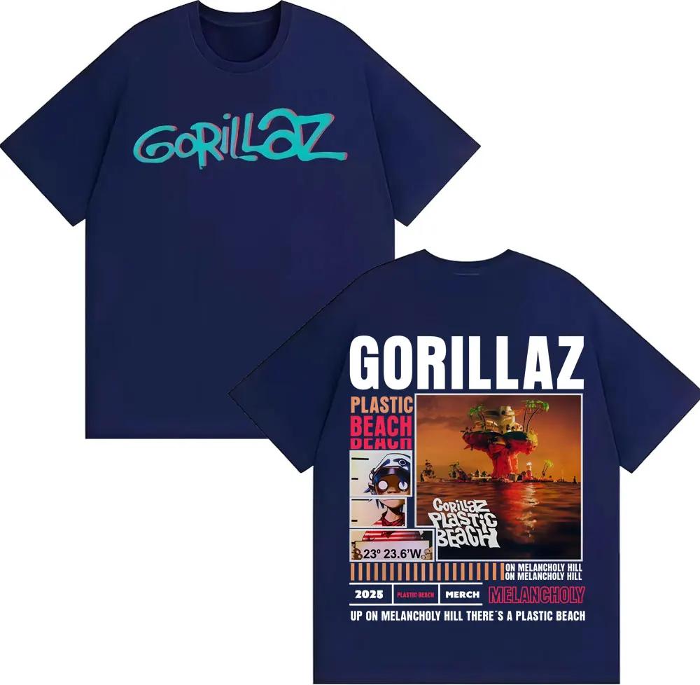 Рок-группа Gorillaz Мерч Футболка Унисекс Женская одежда Винтажная мода Мультяшные футболки Хлопок Повседневные Оверсайз футболки Уличная одежда