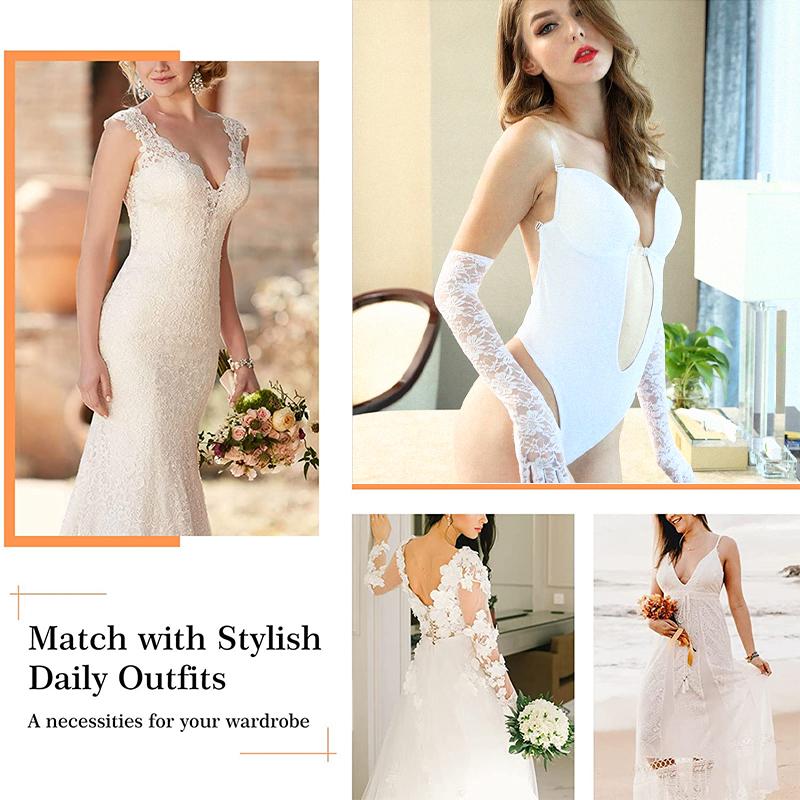 Women Shapewear Deep V-Neck Body Shaper Backless U Plunge Thong Shapers Waist Trainer Women's Clear Strap Padded Push Up Shapewear