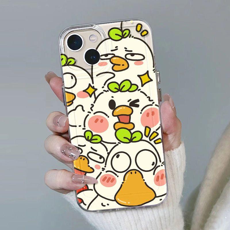 Чехол для телефона Apple iPhone17promax, 16, 14/13, прозрачный, 15, полноэкранный, милый маленький белый утенок, всесторонний, x