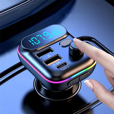 Автомобильный Bluetooth 5.0 FM-передатчик QC3.0 PD Type C Dual USB Автомобильное зарядное устройство Ambient Light Handsfree Mp3-плеер Поддержка TF-карты