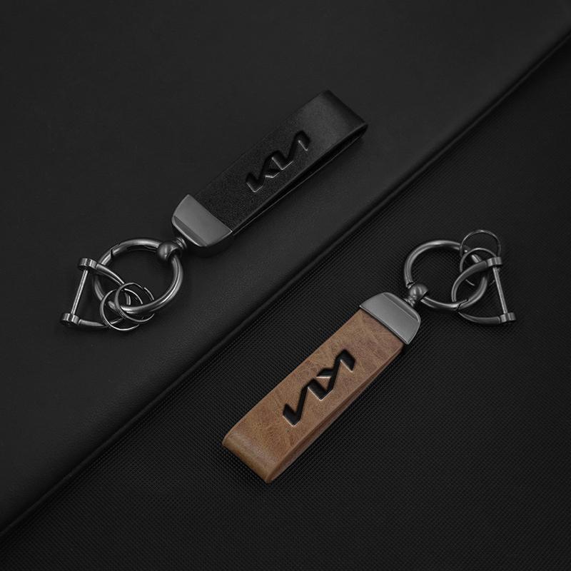 LYSH4 Leather Car Logo Metal Key Ring Anti-lost for Kia Ceed Sportage Picanto Cerato Seltos Soul Rio 3 4 5 2021 2020 Auto Accessories