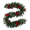 Christmas Decoration Garland 1 5 to 2 7 Meter with Red Poinsettias and Berries for Indoor and Covered Outdoor Use