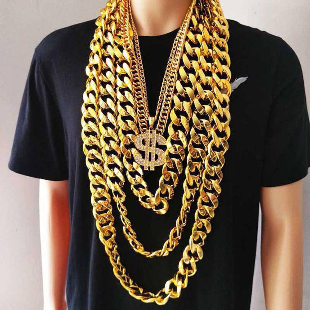 Gold Plated Punk Thick Chain Necklace Fashion Jewelry Sweater Chain Men Exaggerated Necklace