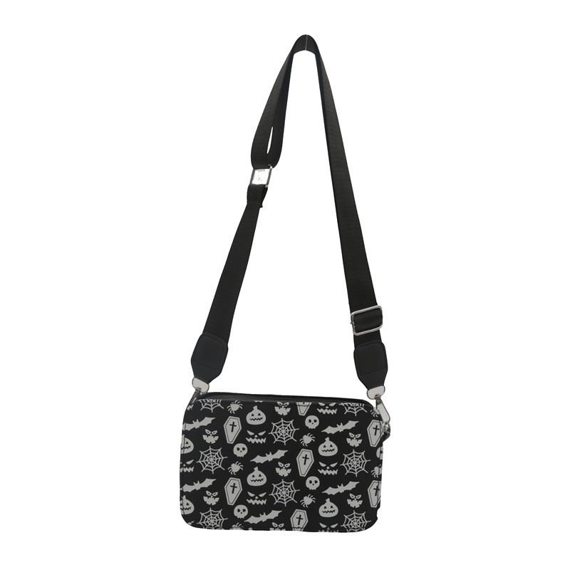 Halloween Skull Shoulder Bag For Women Pu Leather Casual Crossbody Purse With Zipper Closure