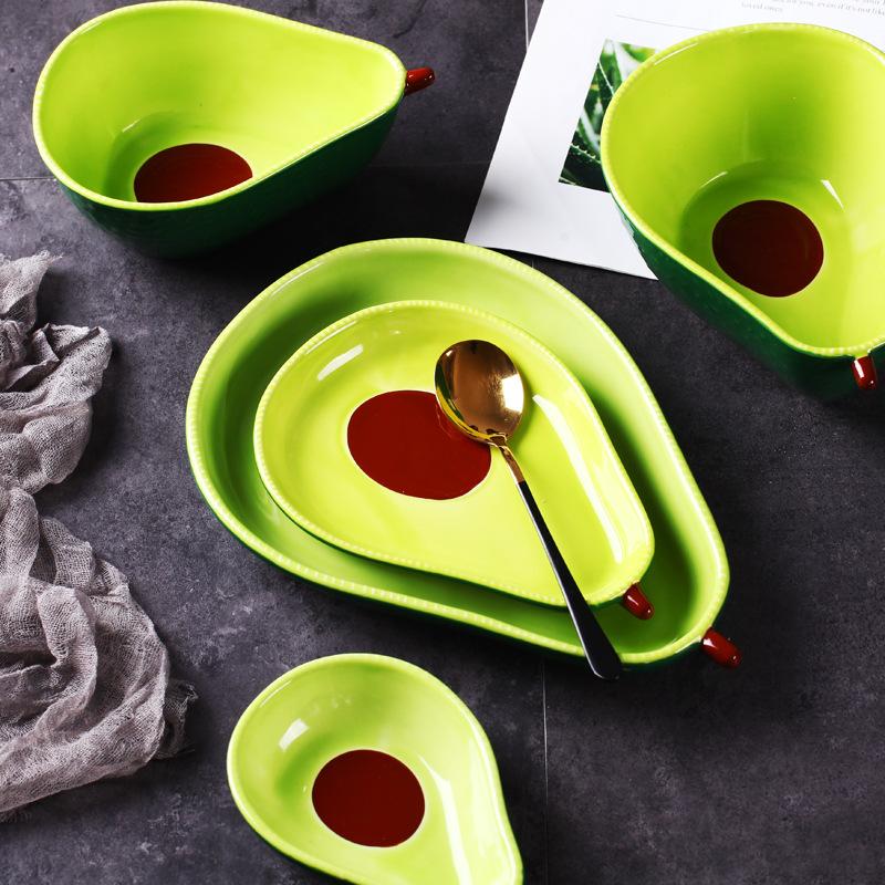 Internet Celebrities Ins Same Cute Avocado Ceramic Plate Household Fruit Salad Plate Snack Plate Creative Plate Small Plate