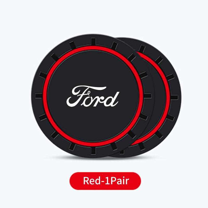 For Ford 2Pcs Car Logo Silicone Coaster Anti-Slip Water Cup Drink Mats Auto Accessories Escort KA Flex Everest KA Expedition