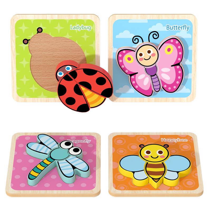 3D Wooden Cartoon Animal & Vehicle Jigsaw Puzzle - Educational Toy for Children's Early Learning