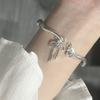 Bowknot Bell Silver Cuff Bracelet Silver Color Pendant Bangles For Women Adjustable Opening Bangle Charm Party Jewelry