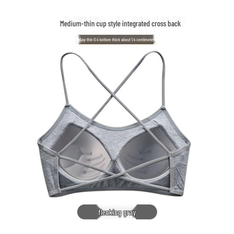 Thin Backless Crossover Push-Up Bra with Chest Pads - Women's Sleek Camisole Vest