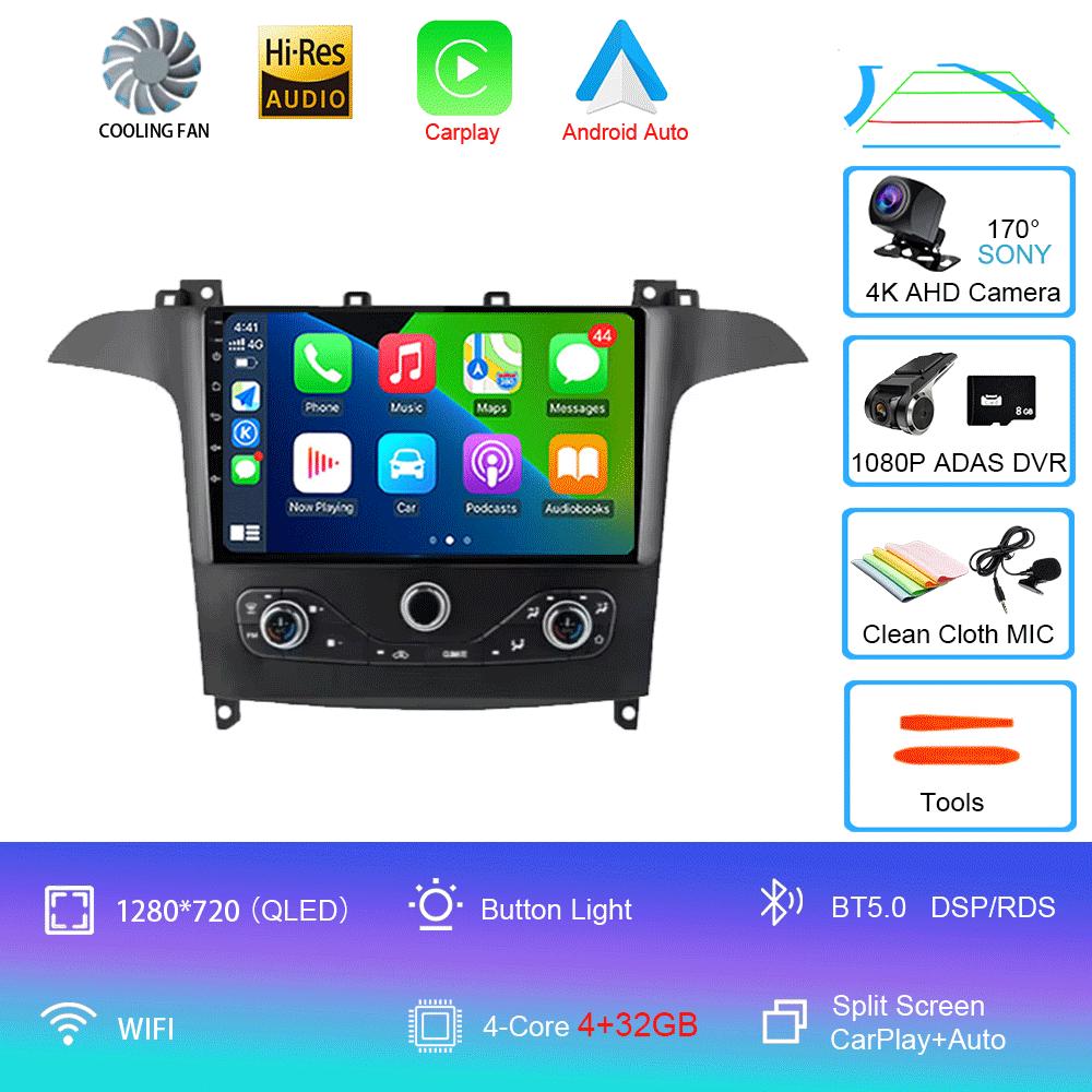 Android 14 Для Ford S MAX S-MAX 2006-2015 Для FORD GALAXY 2014 Автомагнитола GPS Carplay Мультимедийный плеер Навигация Стерео DSP DVD