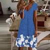 Summer Fashion Women's V Neck Short Sleeve Flower Printed Dress Sex Short Skirt Dresses
