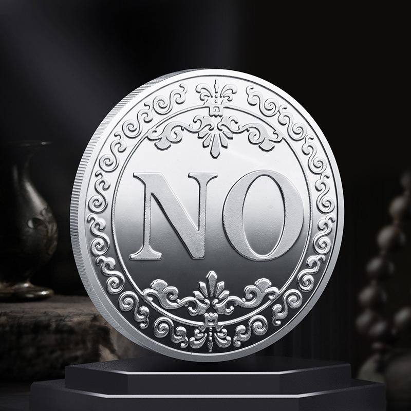 Монета диаметром 4 см. Да или нет. Принять решение. Памятный значок с покрытием. Монеты.