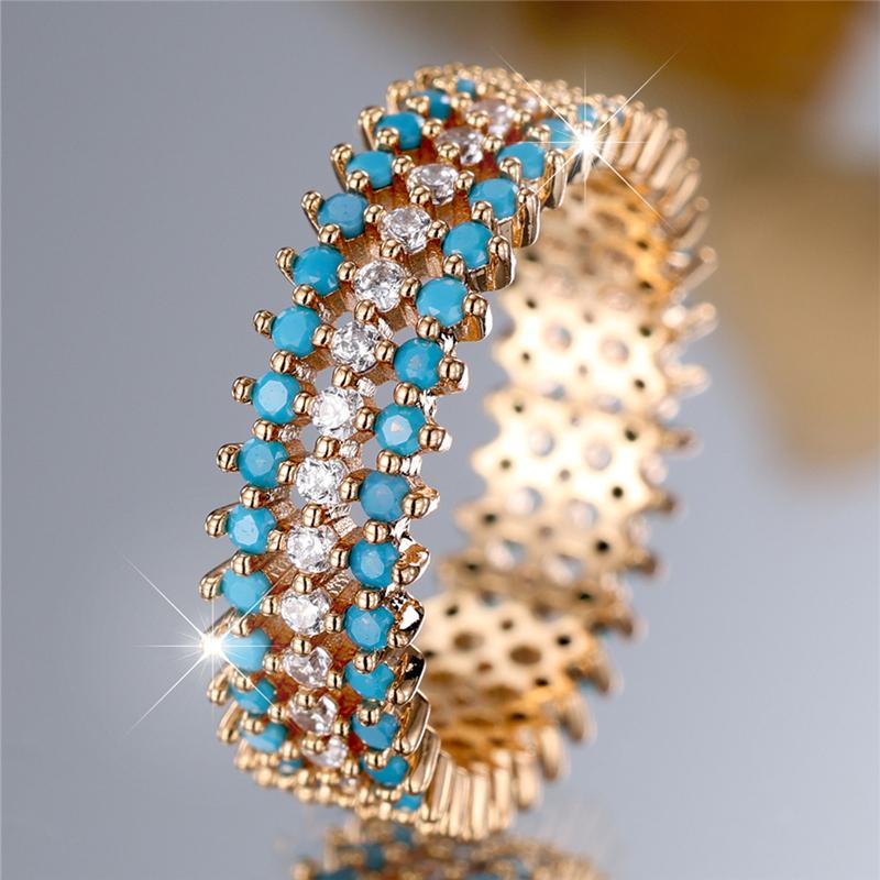 Vintage White Black Zircon Finger Ring for Women Luxury Hollow Geometric Line Wedding Ring Engagement Jewelry