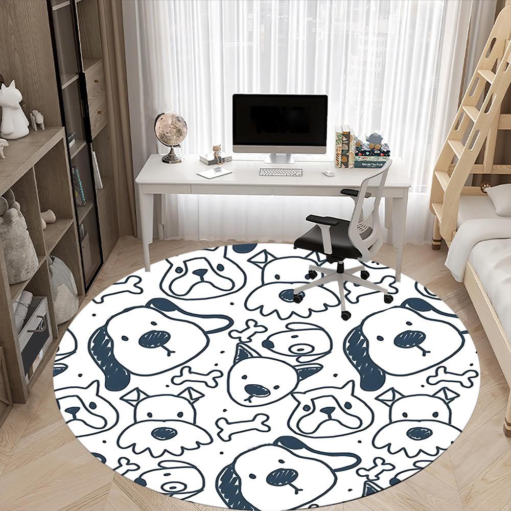 1pc Dog Faces Chair Carpet for Office, Non-slip, Soft and Durable Office Rug, Perfect for Office yy260131054